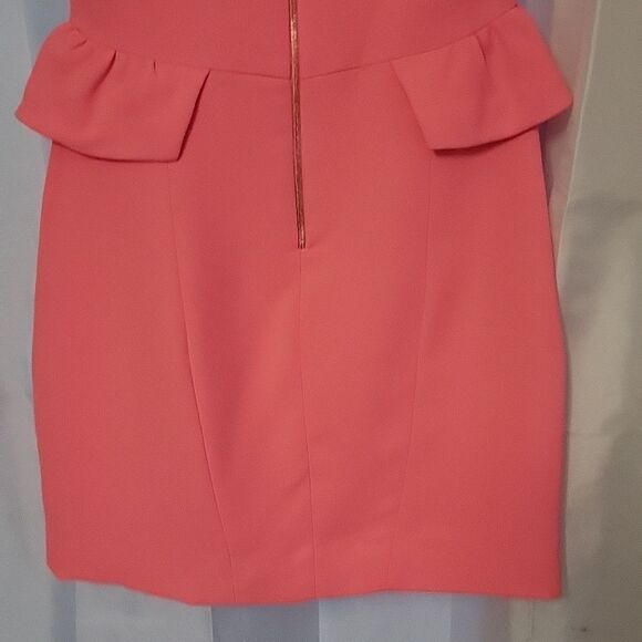 SANDRO crew neck ruffle Sheath pink designer dress Final Discount - Picture 12 of 16